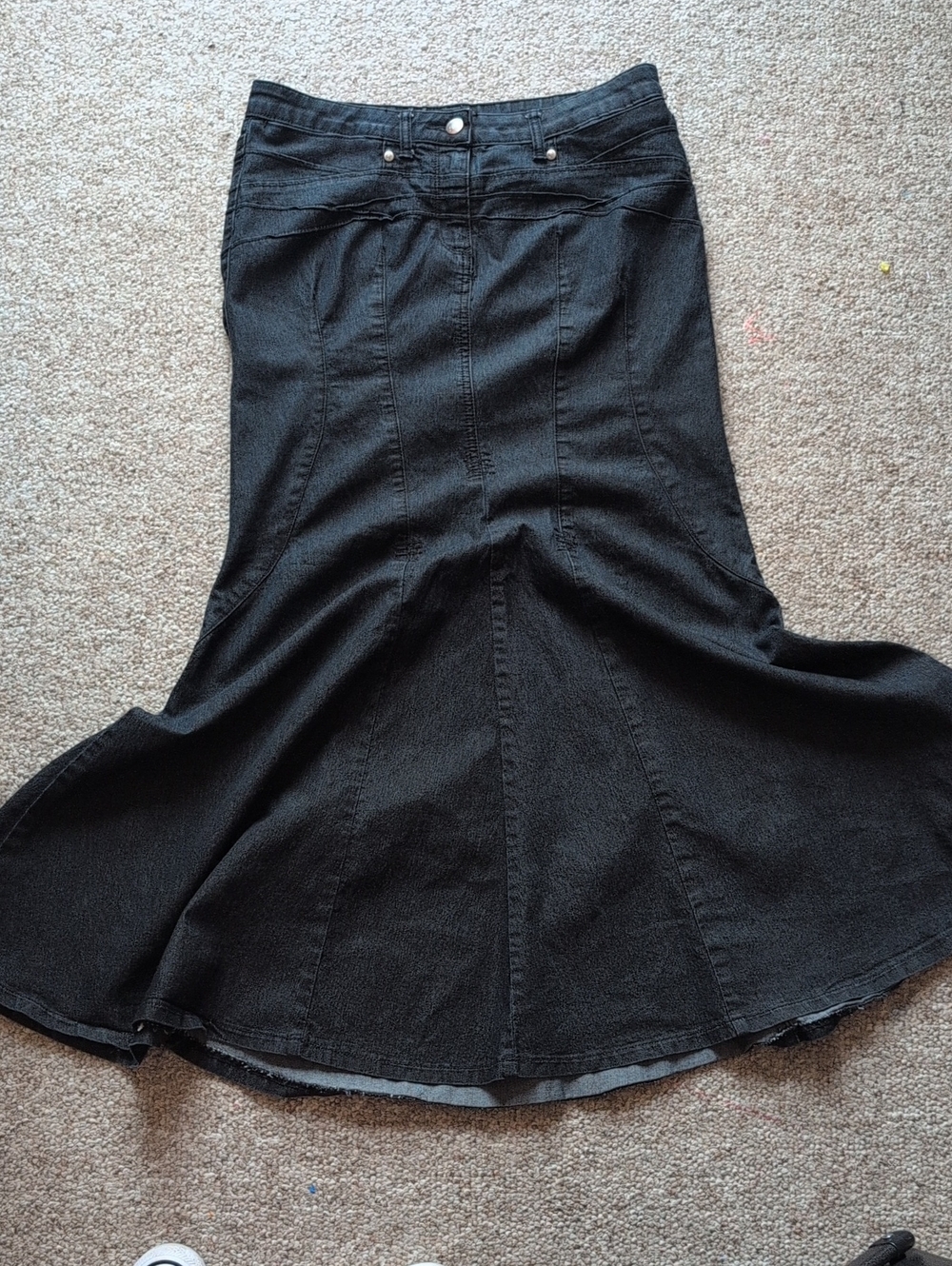 Bisou Bisou Black Mermaid Flared Skirt Denim